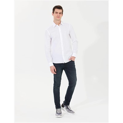 Beyaz Slim Fit Uzun Kollu Gömlek