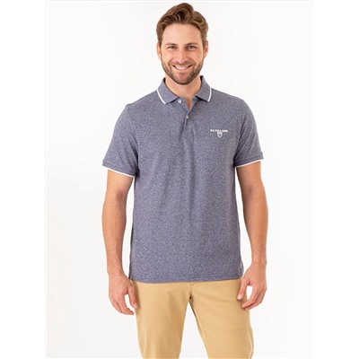 MARLED YARN POLO SHIRT WITH EMBROIDERED CREST