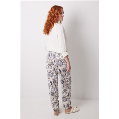 Pantalón largo 100% algodón flores