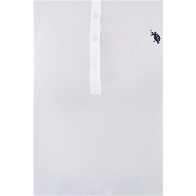 Kadın Beyaz Basic Polo Yaka Tişört