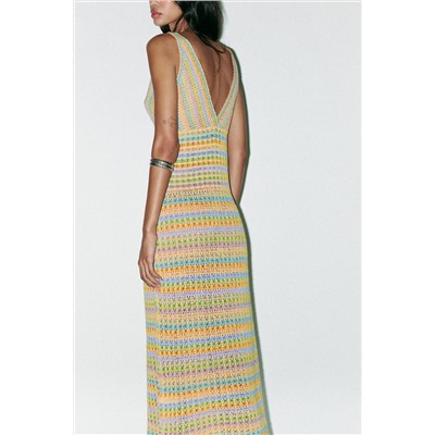LONG CROCHET KNIT DRESS