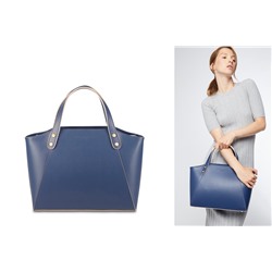 Bolso de piel Parl Azul marino y topo