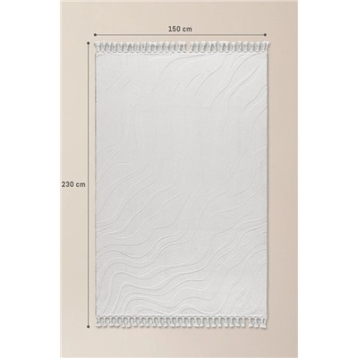 Pluie Rölyef Halı - Beyaz - 150x230 cm