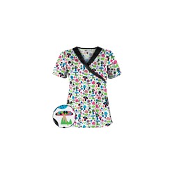 UA Mushroom Pickens White Mock Wrap Scrub Top