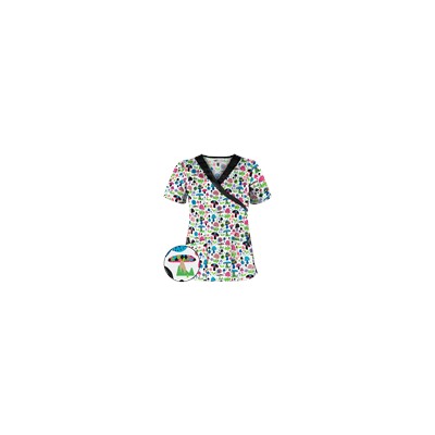 UA Mushroom Pickens White Mock Wrap Scrub Top