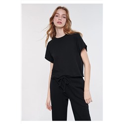 Mavi Siyah Basic Crop Tişört Oversize / Geniş Kesim 168220-900