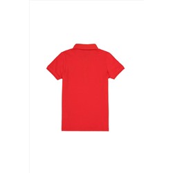 Kız Çocuk Kırmızı Basic Polo Yaka Tişört