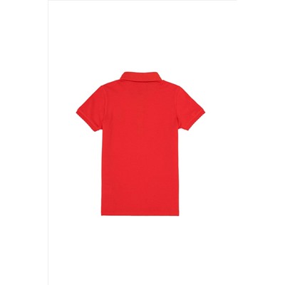 Kız Çocuk Kırmızı Basic Polo Yaka Tişört