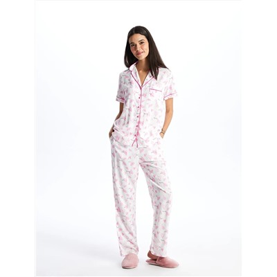 LC Waikiki Gömlek Yaka Desenli Kısa Kollu Kadın Pijama Takım, LCW DREAM                                            
                                            Gömlek Yaka Desenli Kısa Kollu Kadın Pijama Takım