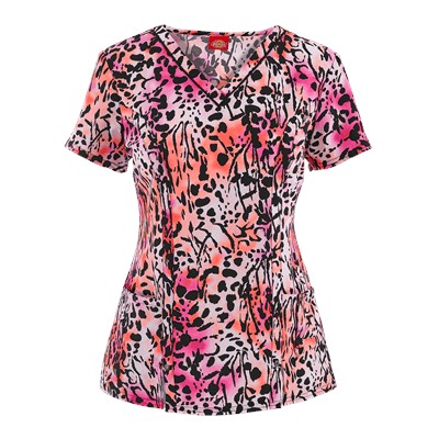 Dickies Xtreme Stretch Scrubs Wild Fur You Print Top