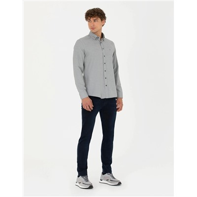 Haki Slim Fit Uzun Kollu Gömlek