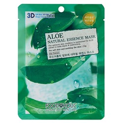 FOODAHOLIC NATURAL ESSENCE MASK #ALOE 3D Маска для лица с экстрактом алоэ 23г
