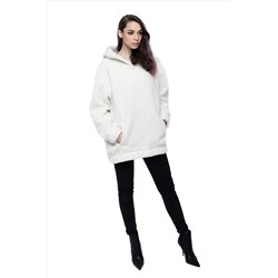 Толстовка женская из овечьей шерсти оверсайз HOT TREND (с капюшоном, цвет Ваниль) цвет БЕЛЫЙ