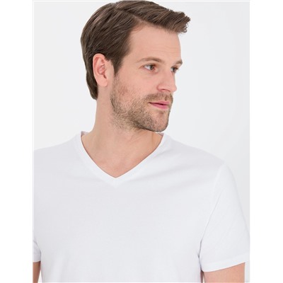 Beyaz Slim Fit Basic Tişört