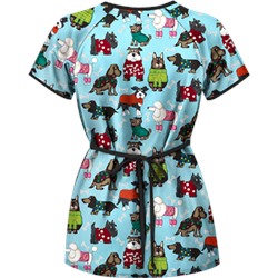 UA Best Dressed Pooch Amazing Aqua Mock Wrap Scrub Top