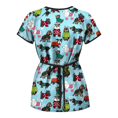 UA Best Dressed Pooch Amazing Aqua Mock Wrap Scrub Top