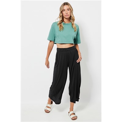 Pantalón wide leg 7/8 - Negro