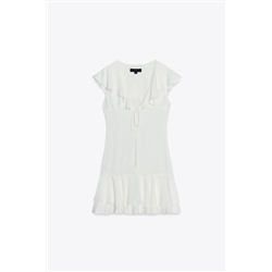 SHORT RUFFLED DRESS WITH TIE