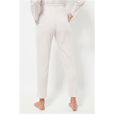 Pantalón recto de pijama de terciopelo cintura alta - Blanco