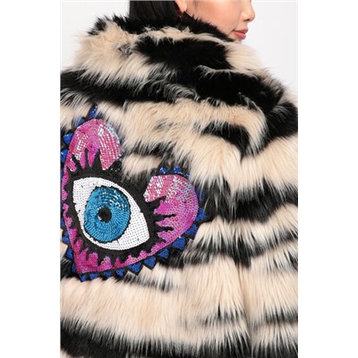 Chaqueta corta peluche animal print