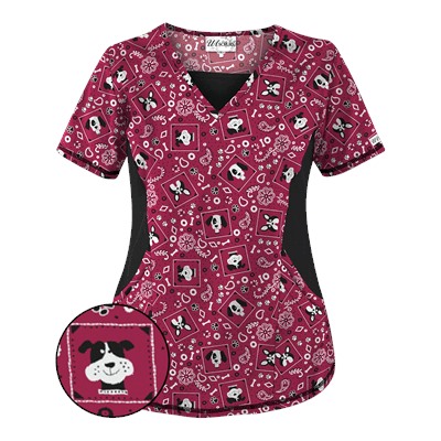 UA Bandana Pups Berry Kiss Print scrub Top