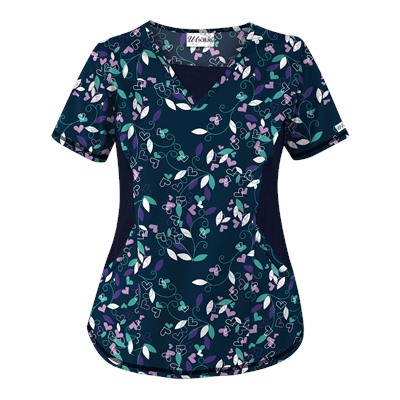 UA Nature's Heart Navy Print Scrub Top