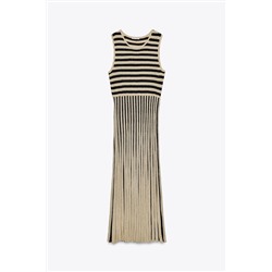 STRIPED MIDI DRESS