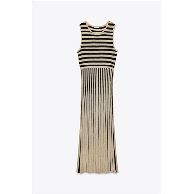 STRIPED MIDI DRESS