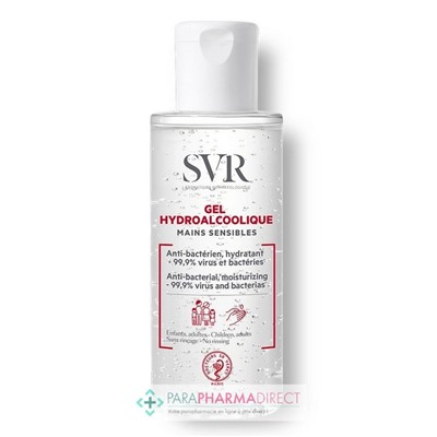 SVR Gel Hydroalcoolique Mains Sensibles Parfumé Flacon 75ml Format Voyage