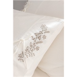 Relief King Size %100 Pamuk Bağlamalı Nevresim Takımı - Ekru/Haki