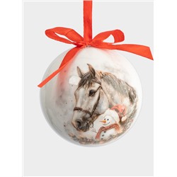 Игрушка елочная, 7 см, пенопласт, шар, Конь и снеговик, New year