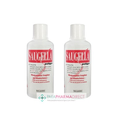 Saugella Poligyn Nettoyant Doux Sans Savon Muqueuses Fragiles ou Asséchées 2x500mlLot  × 2