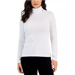 Tommy Hilfiger Women's Long Sleeve Cotton Turtleneck Top