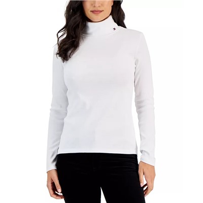 Tommy Hilfiger Women's Long Sleeve Cotton Turtleneck Top