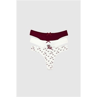 Pierre Cardin3'lü Ekonomik Paket Feel 2702 Pamuklu Basic Desenli String Külot