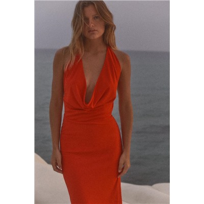 DRAPED HALTER MAXI DRESS