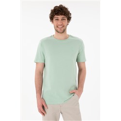Erkek Regular Fit Bisiklet Yaka Su Yeşili Basic Tişört