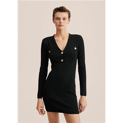Vestido punto botones -  Mujer | MANGO OUTLET España