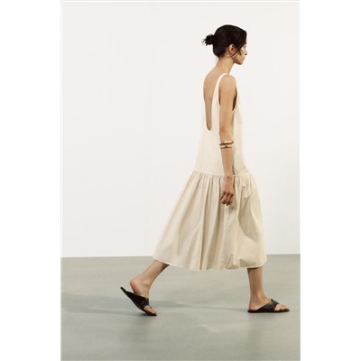 GATHERED MIDI DRESS