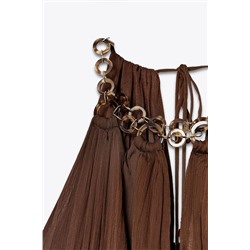 HALTER EYELET MIDI DRESS