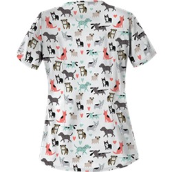 UA Doggy Dog White Print Scrub Top