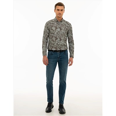 Haki Slim Fit Uzun Kollu Gömlek
