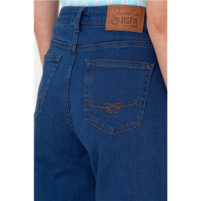 Kadın Mavi Loose Cropped Fit Jean Pantolon