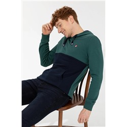 Erkek Yeşil Kapüşonlu Sweatshirt