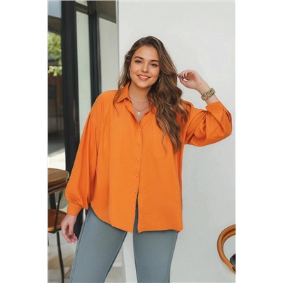 Trendyol Curve Turuncu Boyfriend Dokuma Gömlek TBBSS22GO0323