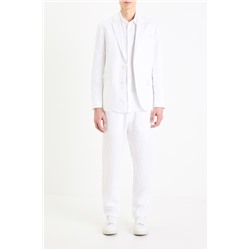 Chaqueta de traje slim fit de lino - Blanco