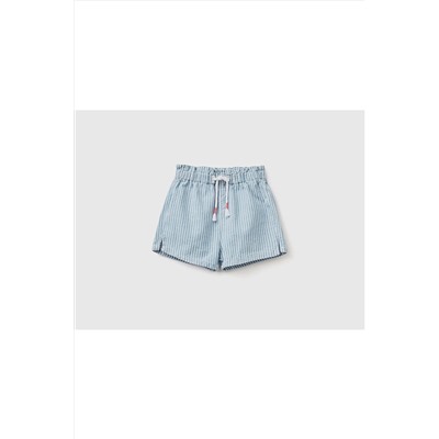 United Colors of BenettonBebek Açık Mavi Çizgili Denim Şort
