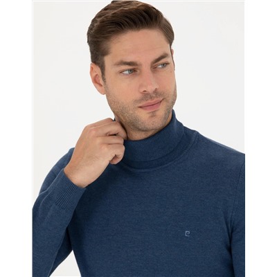 İndigo Melanj Slim Fit Basic Kazak