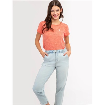 TWIST NECK SNOW YARN T-SHIRT