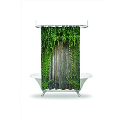 Henge Home Baskılı Duş Perde Eski Tahta Kapı Desenli Salkım Kahve Rengi dp_00395_3